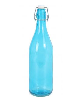 Botella Cristal Color 1L Lella con tapón azul