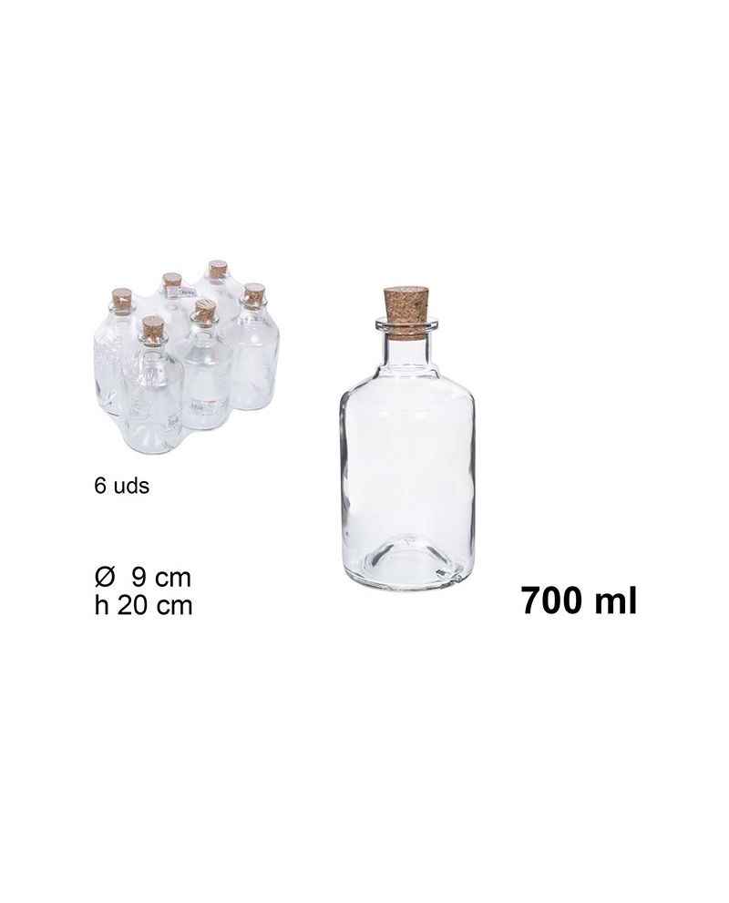 Botella cristal Alquimia 700ml tapon corcho