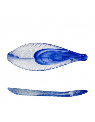 Assiette à poisson 38X17 Albâtre bleu