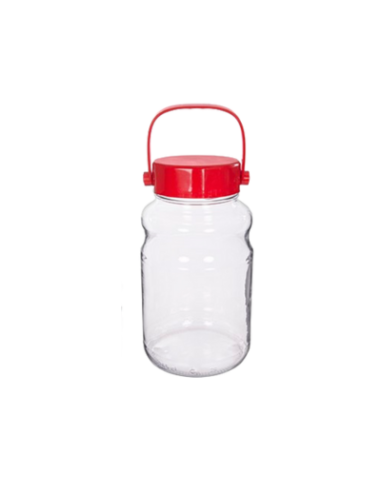 Bocal en verre 2,65 L avec poignée rouge