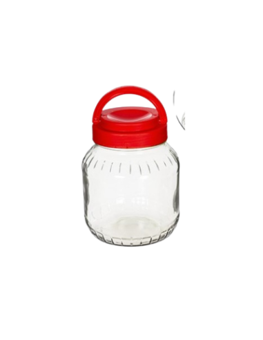Bocal en verre avec anse rouge 1,70 L