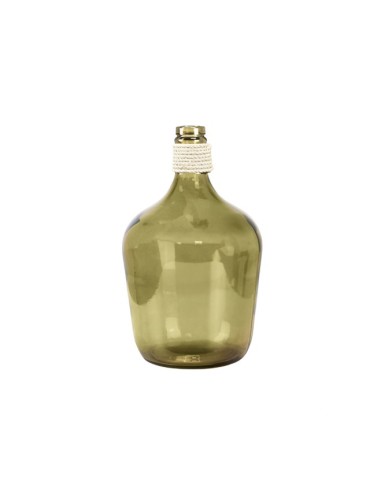 Bouteille en verre jaune de 4 L avec corde naturelle