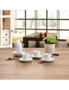 Tazas de Café 9cl con Plato de Porcelana 2